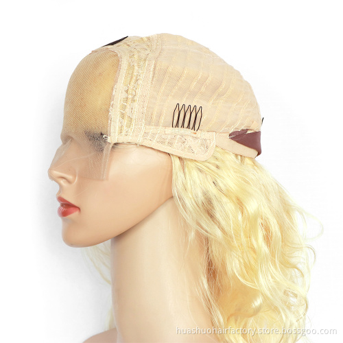 Wholesale OEM Blonde Color Wig 150% Density Brazilian Virgin Human Hair Frontal Wig 613# 4x4 Lace Closure Wig